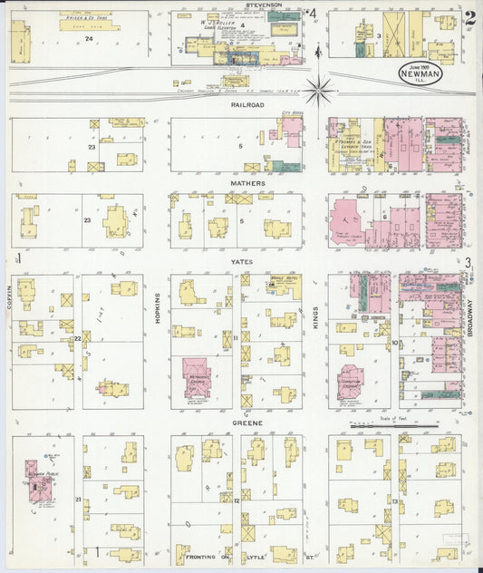 Sanborn Fire Insurance Map from Newman, Douglas County, Illinois (1909), Sheet #0002 - Historic Sanborn Fire Insurance Map Print, vintage old map wall art, antique decor, genealogy gift, Illinois Illinois map