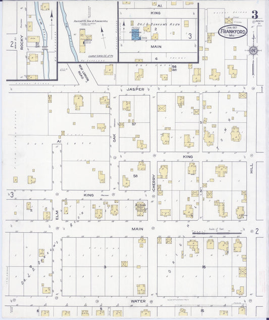 Sanborn Fire Insurance Map from Frankford, Pike County, Missouri (1917), Sheet #0003 - Historic Sanborn Fire Insurance Map Print, vintage old map wall art, antique decor, genealogy gift, Missouri Missouri map