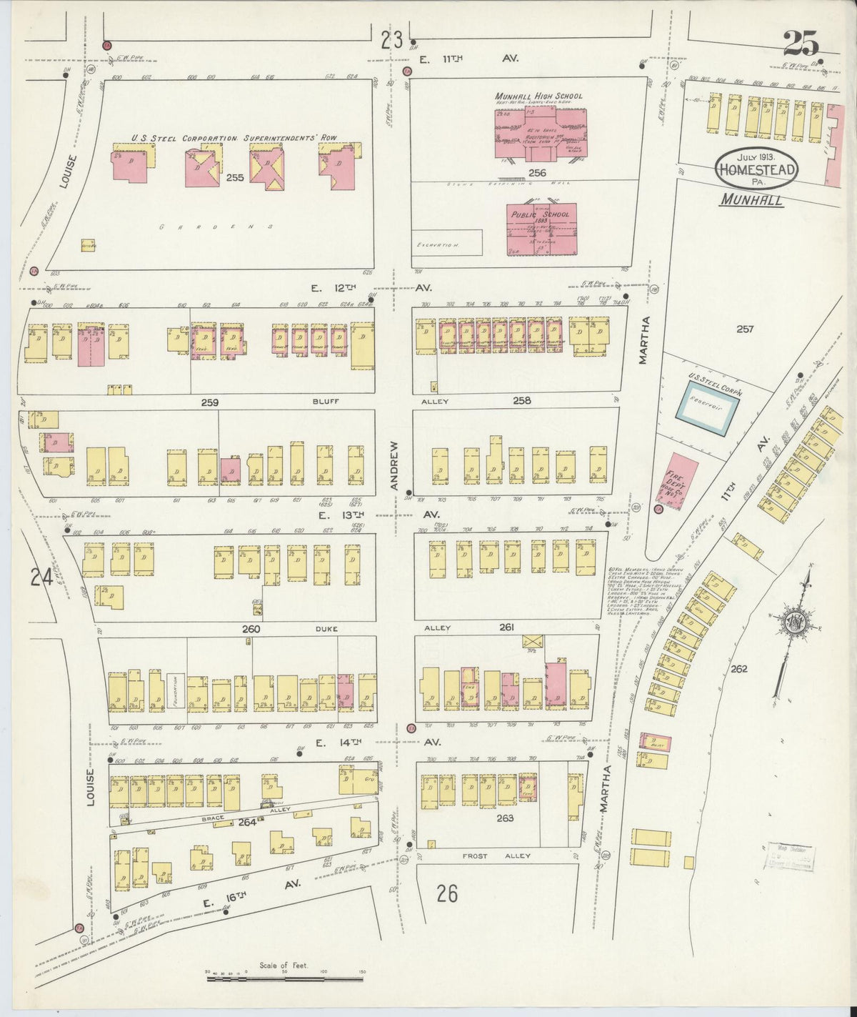Sanborn Fire Insurance Map from Homestead, Allegheny County, Pennsylvania (1913), Sheet #0025 - Complete Map Set gallery image, historic Sanborn map, vintage wall art, Pennsylvania Pennsylvania