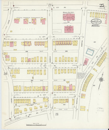 Sanborn Fire Insurance Map from Homestead, Allegheny County, Pennsylvania (1913), Sheet #0025 - Complete Map Set gallery image, historic Sanborn map, vintage wall art, Pennsylvania Pennsylvania