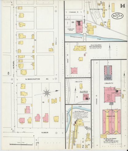 Sanborn Fire Insurance Map from Butler, Butler County, Pennsylvania (1901), Sheet #0014 - Complete Map Set gallery image, historic Sanborn map, vintage wall art, Pennsylvania Pennsylvania