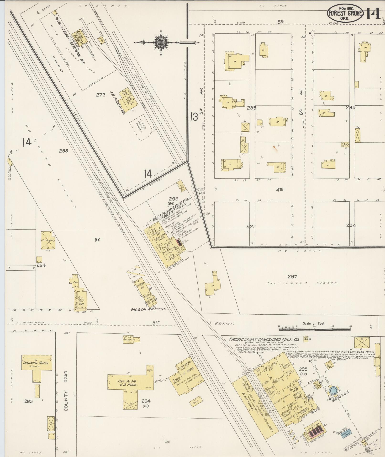 Sanborn Fire Insurance Map from Forest Grove, Washington County, Oregon (1912), Sheet #0014 - Complete Map Set gallery image, historic Sanborn map, vintage wall art, Oregon Oregon