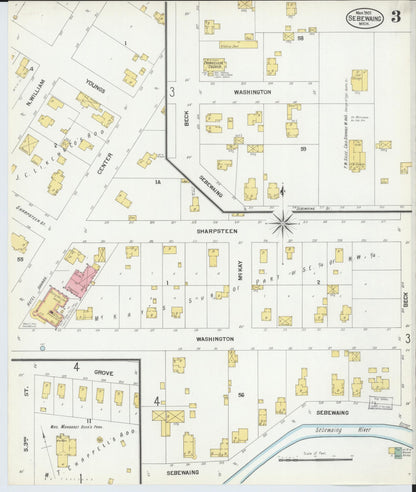 Sanborn Fire Insurance Map from Sebewaing, Huron County, Michigan (1901), Sheet #0003 - Historic Sanborn Fire Insurance Map Print, vintage old map wall art, antique decor, genealogy gift, Michigan Michigan map