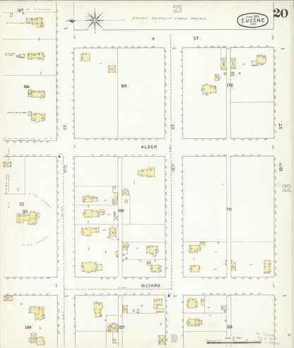 Sanborn Fire Insurance Map from Eugene, Lane County, Oregon (1896), Sheet #0020 - Complete Map Set gallery image, historic Sanborn map, vintage wall art, Oregon Oregon