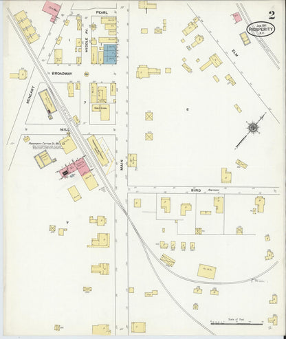 Sanborn Fire Insurance Map from Prosperity, Newberry County, South Carolina (1911), Sheet #0002 - Complete Map Set gallery image, historic Sanborn map, vintage wall art, South Carolina South Carolina