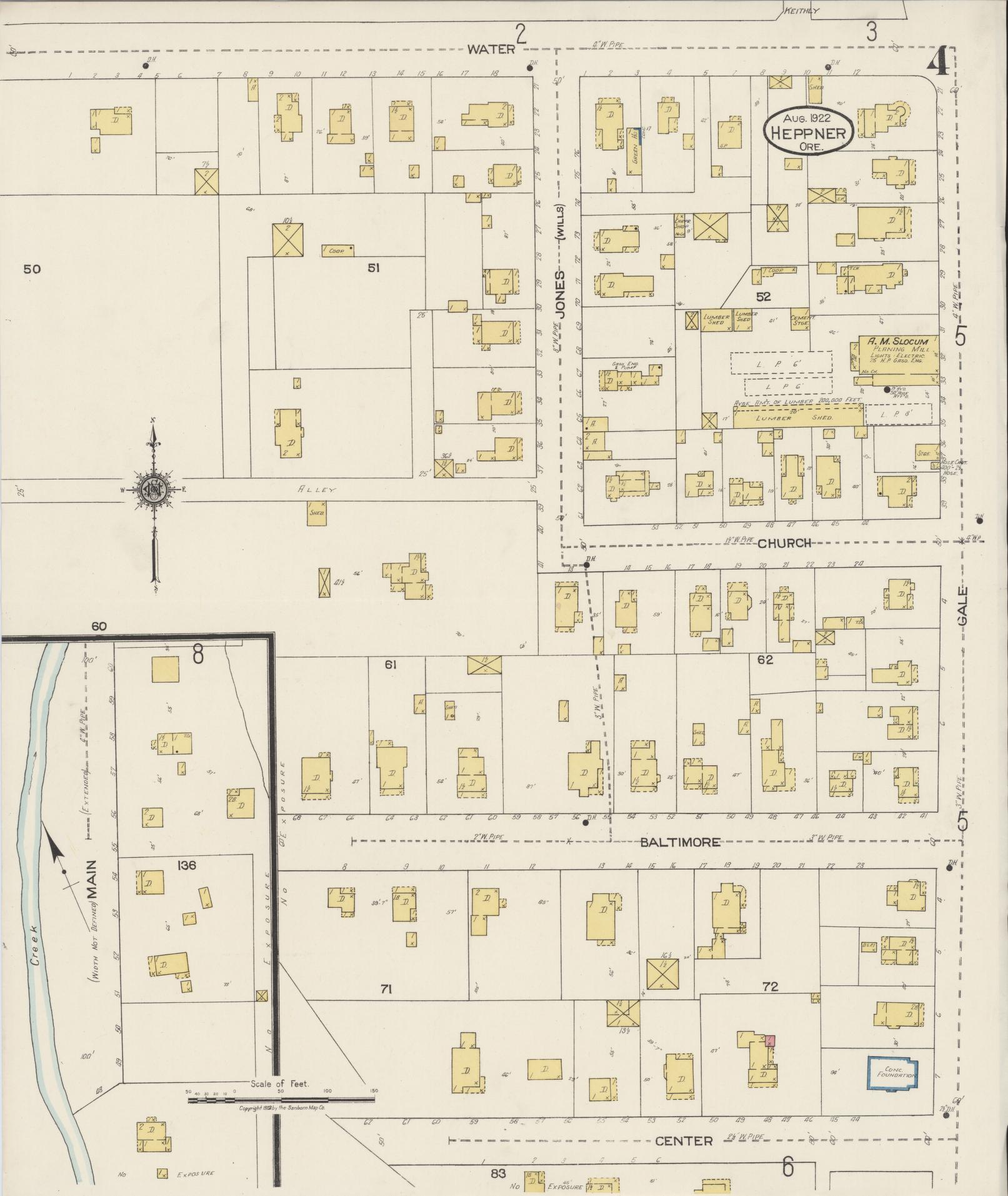 Sanborn Fire Insurance Map from Heppner, Morrow County, Oregon (1922), Sheet #0004 - Historic Sanborn Fire Insurance Map Print, vintage old map wall art, antique decor, genealogy gift, Oregon Oregon map