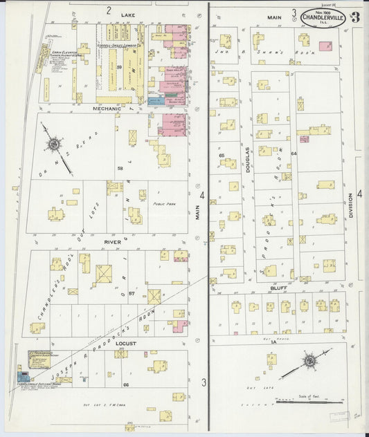 Sanborn Fire Insurance Map from Chandlerville, Cass County, Illinois (1909), Sheet #0003 - Historic Sanborn Fire Insurance Map Print, vintage old map wall art, antique decor, genealogy gift, Illinois Illinois map
