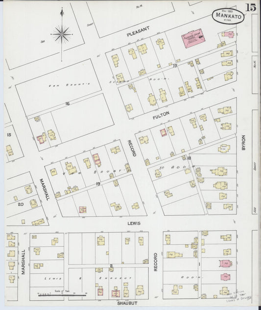 Sanborn Fire Insurance Map from Mankato, Blue Earth County, Minnesota (1889), Sheet #0015 - Historic Sanborn Fire Insurance Map Print, vintage old map wall art, antique decor, genealogy gift, Minnesota Minnesota map