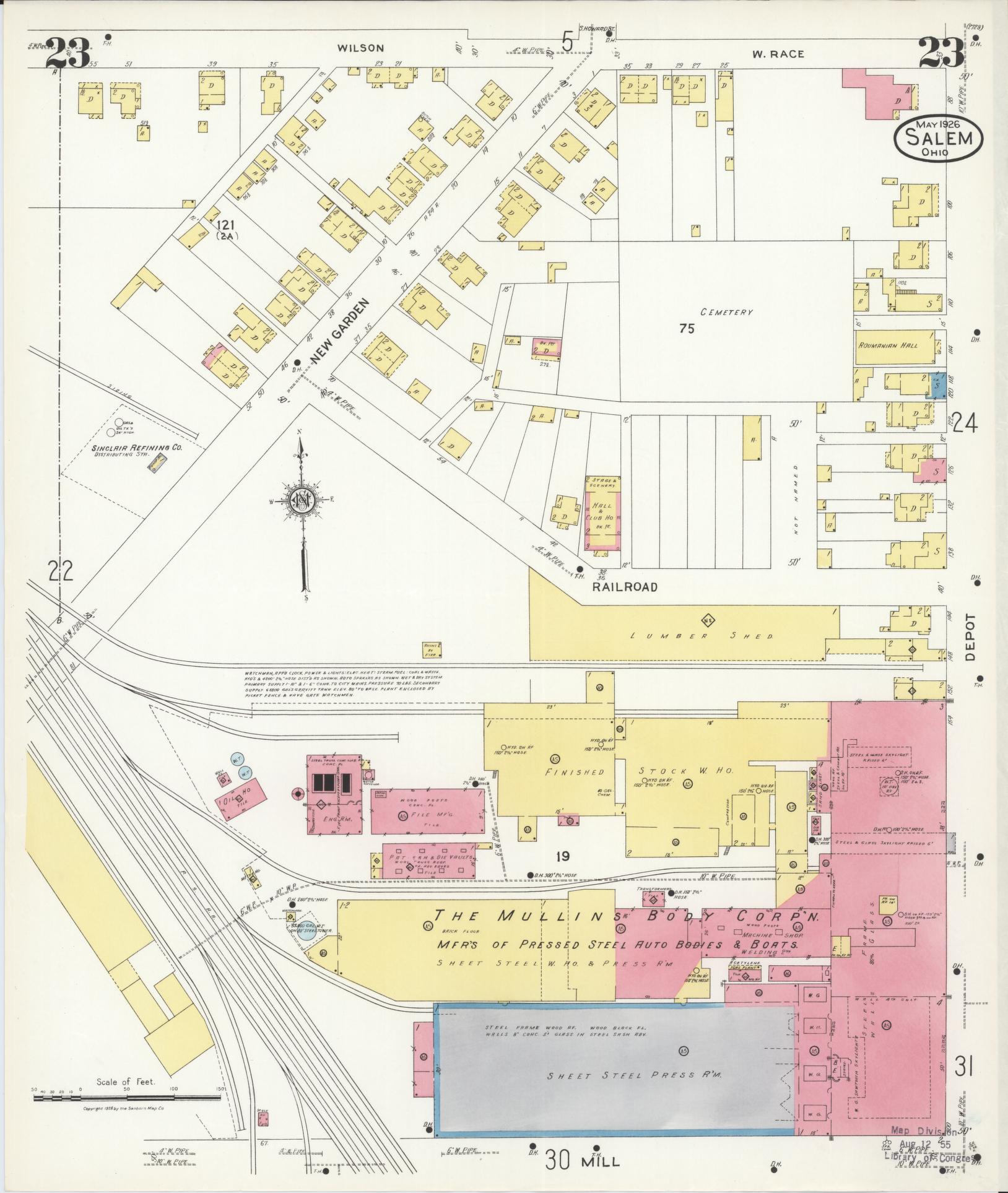 Sanborn Fire Insurance Map from Salem, Columbiana County, Ohio (1926), Sheet #0023 - Historic Sanborn Fire Insurance Map Print, vintage old map wall art, antique decor, genealogy gift, Ohio Ohio map