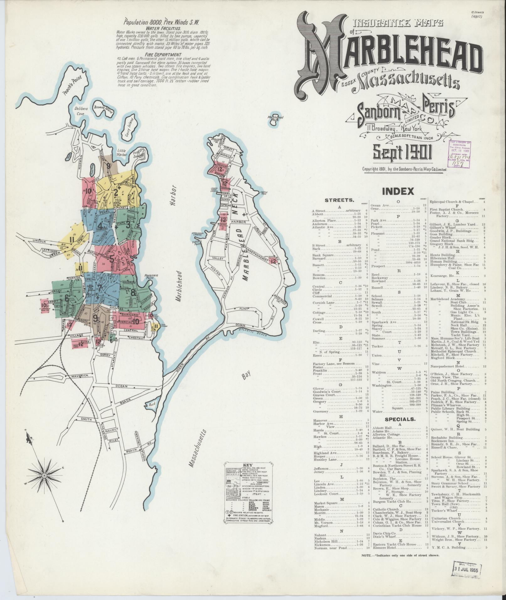 Sanborn Fire Insurance Map from Marblehead, Essex County, Massachusetts. (1901) – Historic Sanborn Fire Insurance Map Print