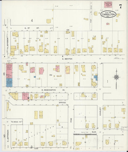 Sanborn Fire Insurance Map from Carrollton, Carroll County, Missouri (1916), Sheet #0007 - Complete Map Set gallery image, historic Sanborn map, vintage wall art, Missouri Missouri