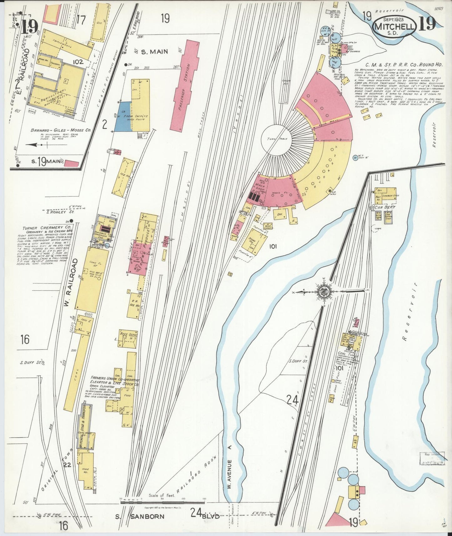 Sanborn Fire Insurance Map from Mitchell, Davison County, South Dakota (1923), Sheet #0019 - Complete Map Set gallery image, historic Sanborn map, vintage wall art, South Dakota South Dakota