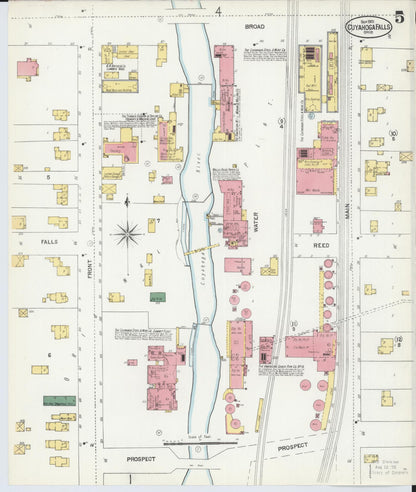 Sanborn Fire Insurance Map from Cuyahoga Falls, Summit County, Ohio (1901), Sheet #0005 - Complete Map Set gallery image, historic Sanborn map, vintage wall art, Ohio Ohio