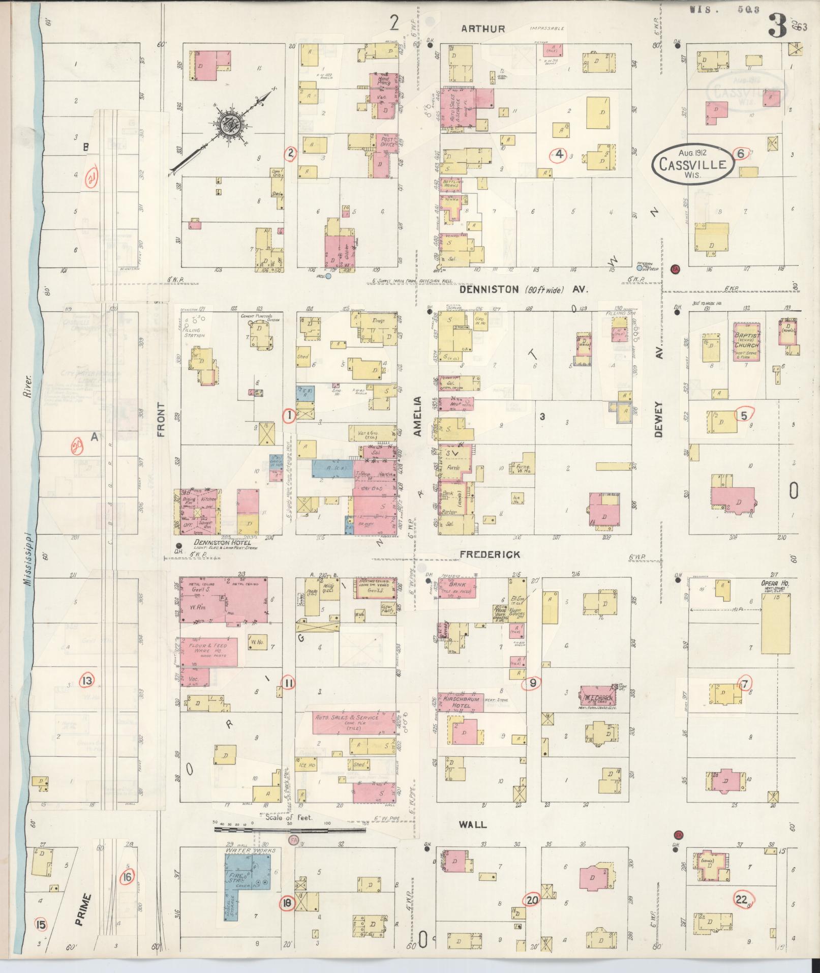 Sanborn Fire Insurance Map from Cassville, Grant County, Wisconsin (1932), Sheet #0003 - Complete Map Set gallery image, historic Sanborn map, vintage wall art, Wisconsin Wisconsin