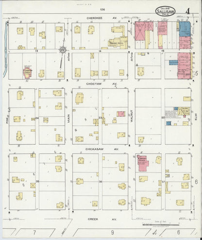 Sanborn Fire Insurance Map from Sallisaw, Sequoyah County, Oklahoma (1918), Sheet #0004 - Complete Map Set gallery image, historic Sanborn map, vintage wall art, Oklahoma Oklahoma