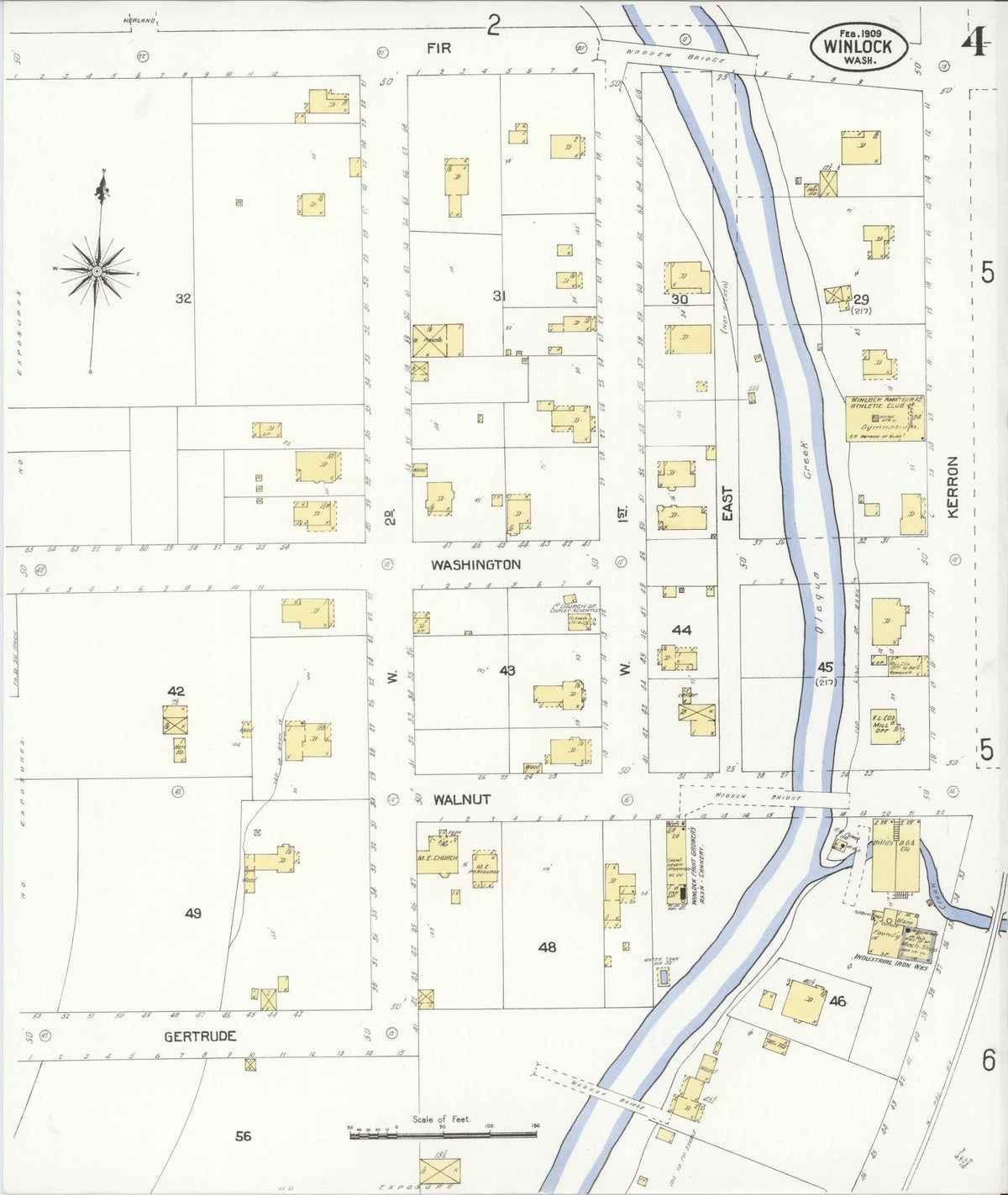 Sanborn Fire Insurance Map from Winlock, Lewis County, Washington (1909), Sheet #0004 - Historic Sanborn Fire Insurance Map Print, vintage old map wall art, antique decor, genealogy gift, Washington Washington map