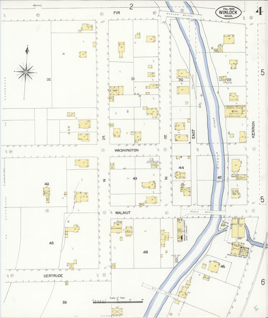 Sanborn Fire Insurance Map from Winlock, Lewis County, Washington (1909), Sheet #0004 - Historic Sanborn Fire Insurance Map Print, vintage old map wall art, antique decor, genealogy gift, Washington Washington map