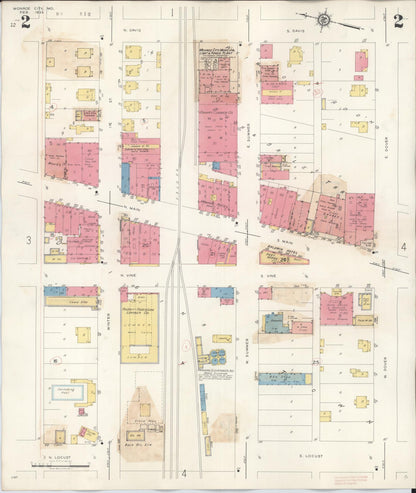 Sanborn Fire Insurance Map from Monroe City, Monroe County, Missouri (1943), Sheet #0002 - Historic Sanborn Fire Insurance Map Print, vintage old map wall art, antique decor, genealogy gift, Missouri Missouri map