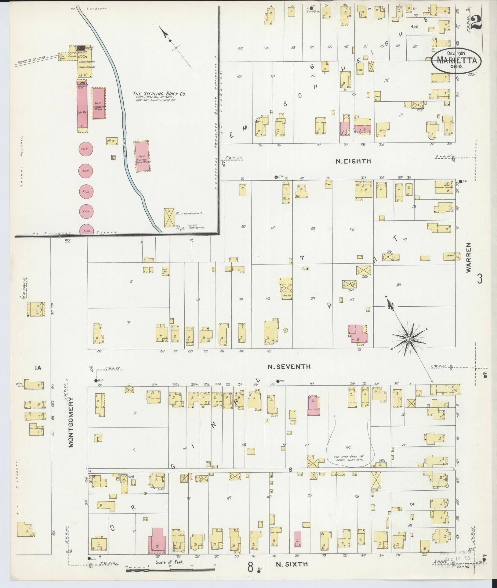 Sanborn Fire Insurance Map from Marietta, Washington County, Ohio (1907), Sheet #0002 - Historic Sanborn Fire Insurance Map Print, vintage old map wall art, antique decor, genealogy gift, Ohio Ohio map