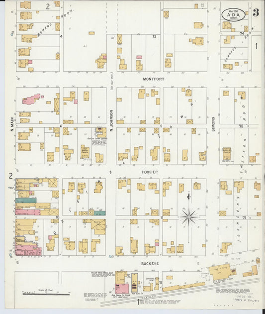 Sanborn Fire Insurance Map from Ada, Hardin County, Ohio (1900), Sheet #0003 - Historic Sanborn Fire Insurance Map Print, vintage old map wall art, antique decor, genealogy gift, Ohio Ohio map