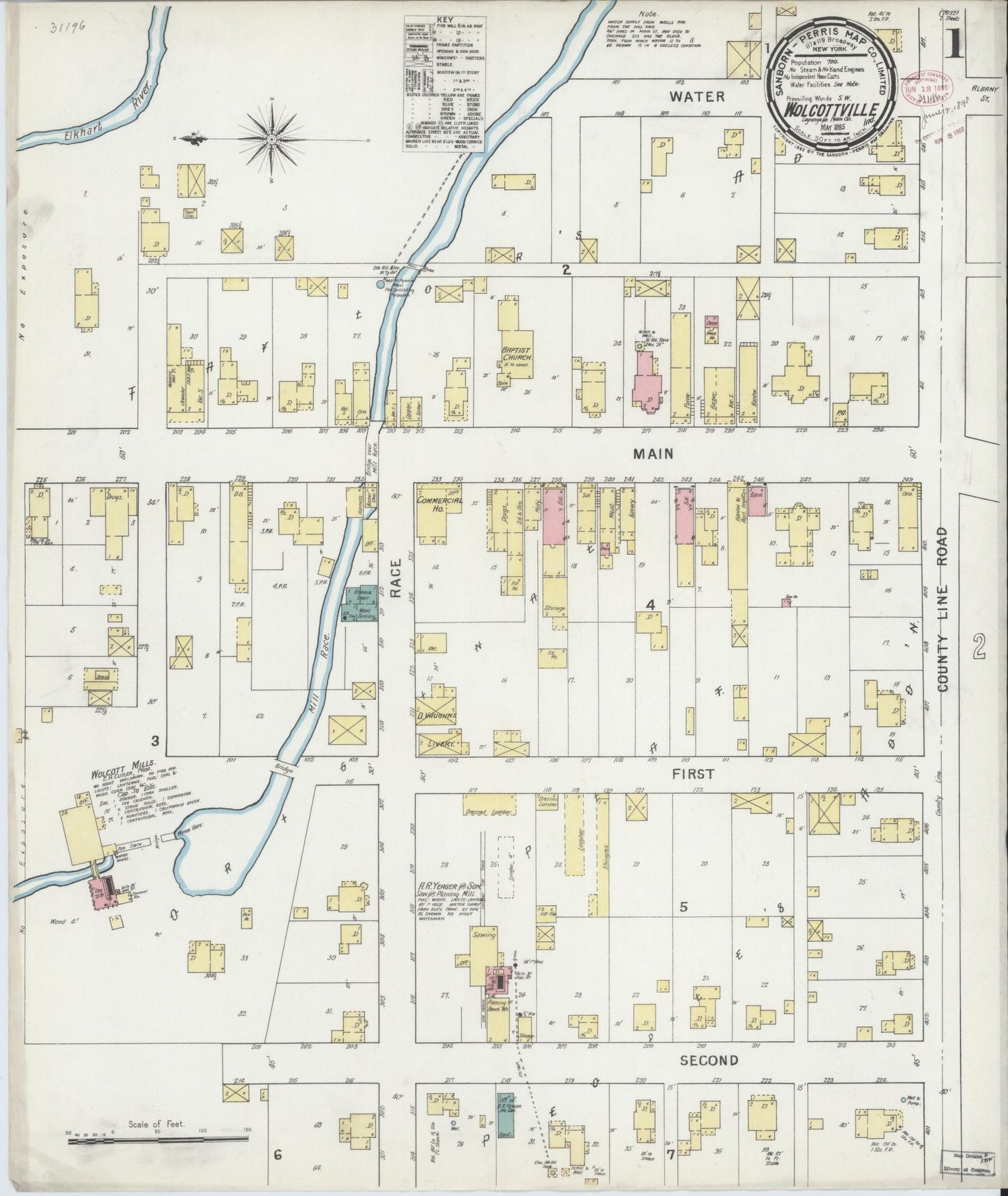Sanborn Fire Insurance Map from Wolcottville, Noble And LaGrange Counties, Indiana (1895), Sheet #0001 - Complete Map Set gallery image, historic Sanborn map, vintage wall art, Indiana Indiana