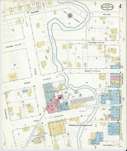 Sanborn Fire Insurance Map from Navasota, Grimes County, Texas (1912), Sheet #0004 - Historic Sanborn Fire Insurance Map Print, vintage old map wall art, antique decor, genealogy gift, Texas Texas map