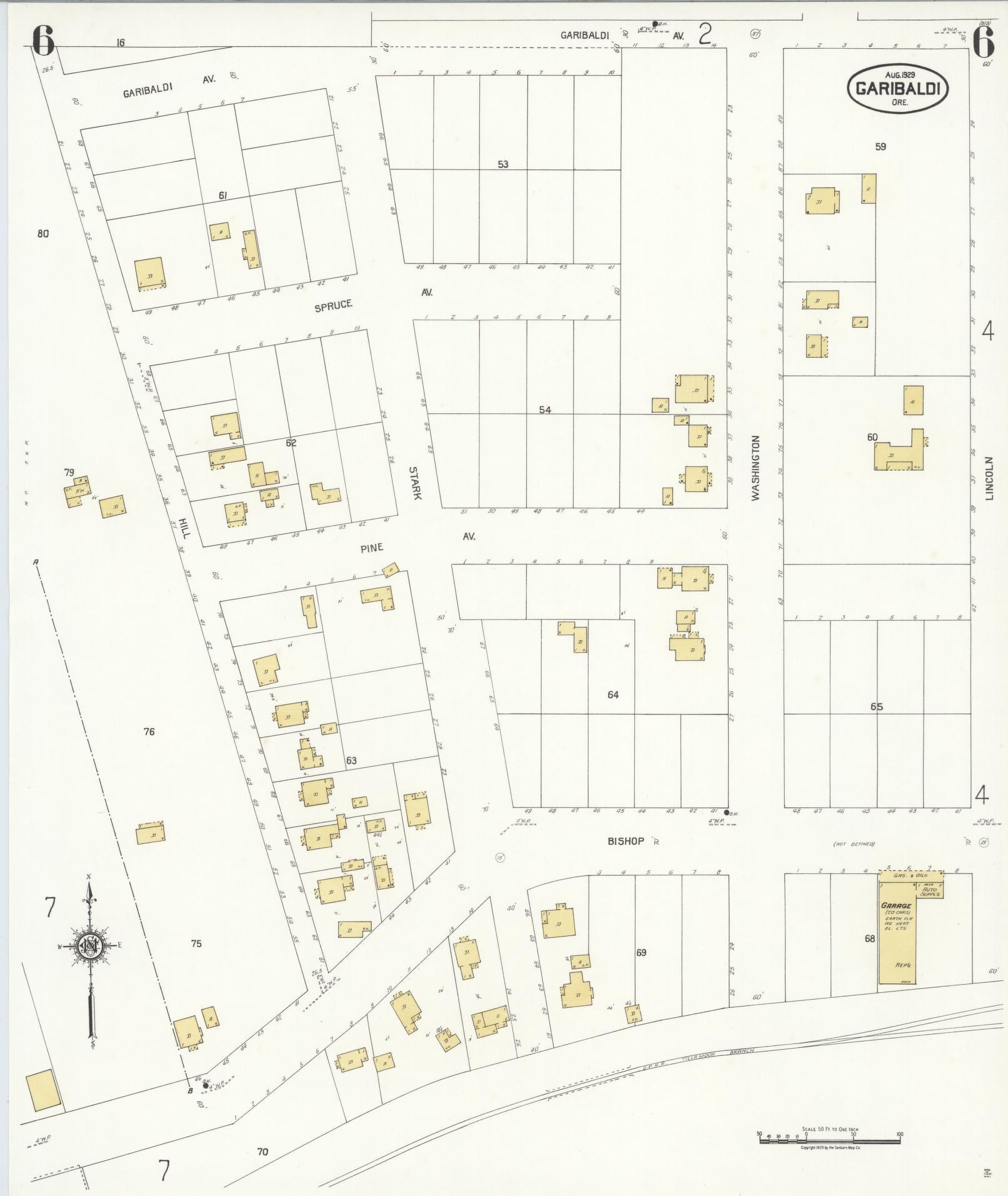 Sanborn Fire Insurance Map from Garibaldi, Tillamook County, Oregon (1929), Sheet #0006 - Complete Map Set gallery image, historic Sanborn map, vintage wall art, Oregon Oregon