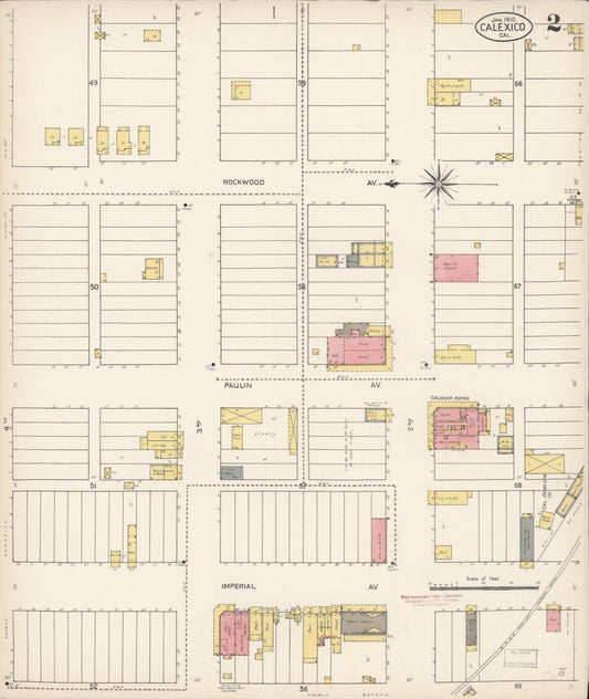 Sanborn Fire Insurance Map from Calexico, Imperial County, California (1910), Sheet #0002 - Historic Sanborn Fire Insurance Map Print, vintage old map wall art, antique decor, genealogy gift, California California map