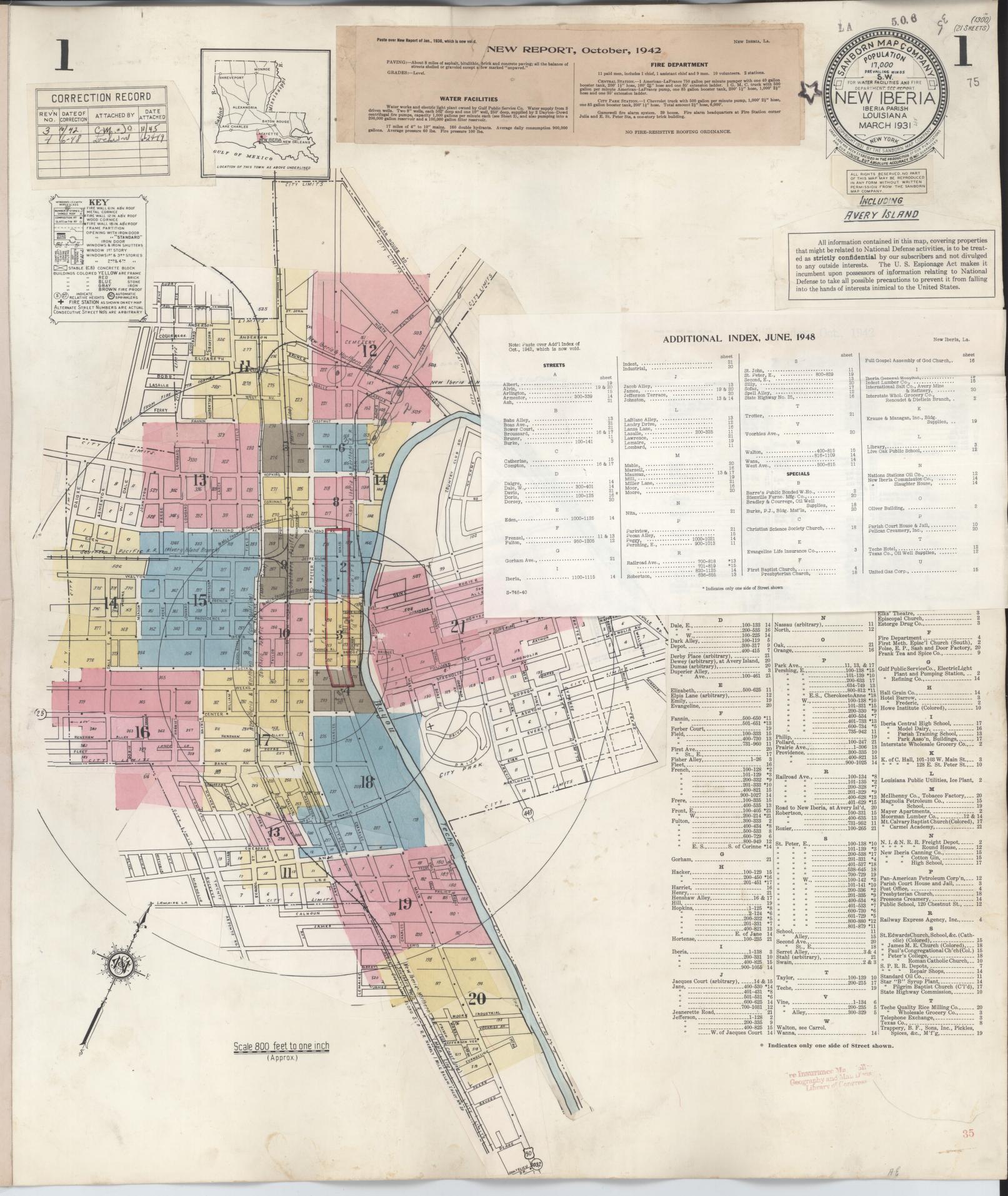 Sanborn Fire Insurance Map from New Iberia, Iberia Parish, Louisiana. (1948) – Historic Sanborn Fire Insurance Map Print