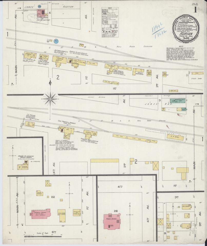 Sanborn Fire Insurance Map from Adrian, Nobles County, Minnesota. (1899) – Map View