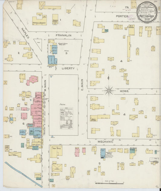 Sanborn Fire Insurance Map from Prattsburgh, Steuben County, New York (1893), Sheet #0001 - Historic Sanborn Fire Insurance Map Print, vintage old map wall art, antique decor, genealogy gift, New York New York map