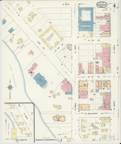 Sanborn Fire Insurance Map from Fairmont, Martin County, Minnesota (1911), Sheet #0004 - Complete Map Set gallery image, historic Sanborn map, vintage wall art, Minnesota Minnesota