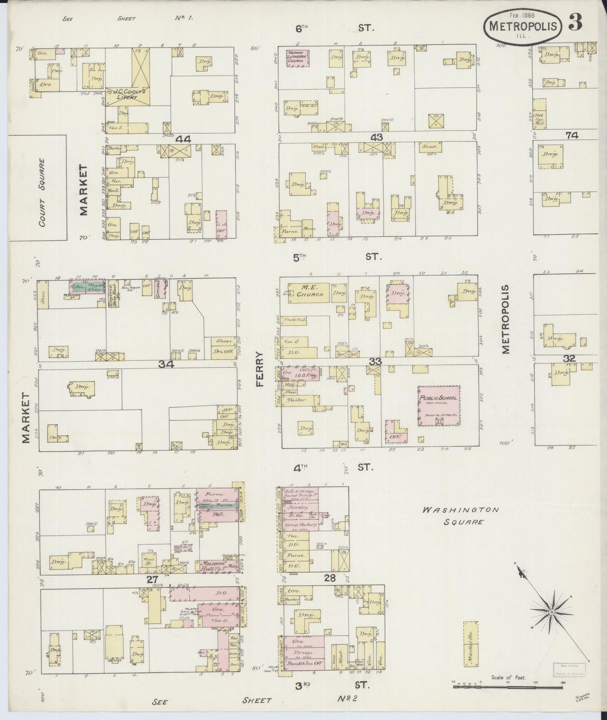 Sanborn Fire Insurance Map from Metropolis, Massac County, Illinois (1888), Sheet #0003 - Historic Sanborn Fire Insurance Map Print, vintage old map wall art, antique decor, genealogy gift, Illinois Illinois map