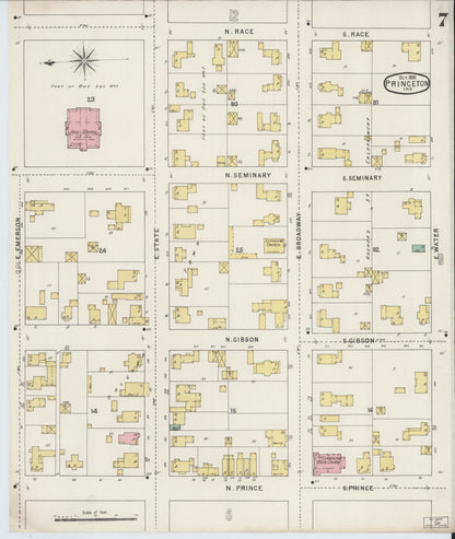 Sanborn Fire Insurance Map from Princeton, Gibson County, Indiana (1895), Sheet #0007 - Complete Map Set gallery image, historic Sanborn map, vintage wall art, Indiana Indiana