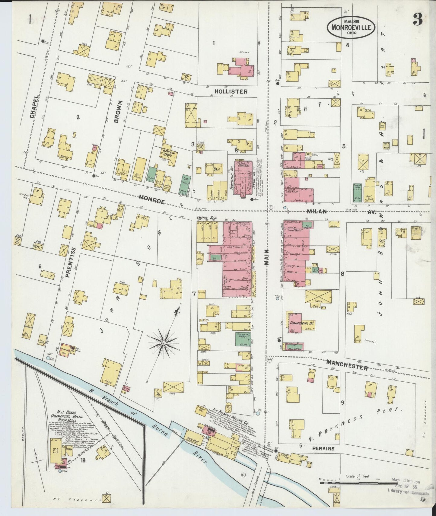 Sanborn Fire Insurance Map from Monroeville, Huron County, Ohio (1899), Sheet #0003 - Complete Map Set gallery image, historic Sanborn map, vintage wall art, Ohio Ohio