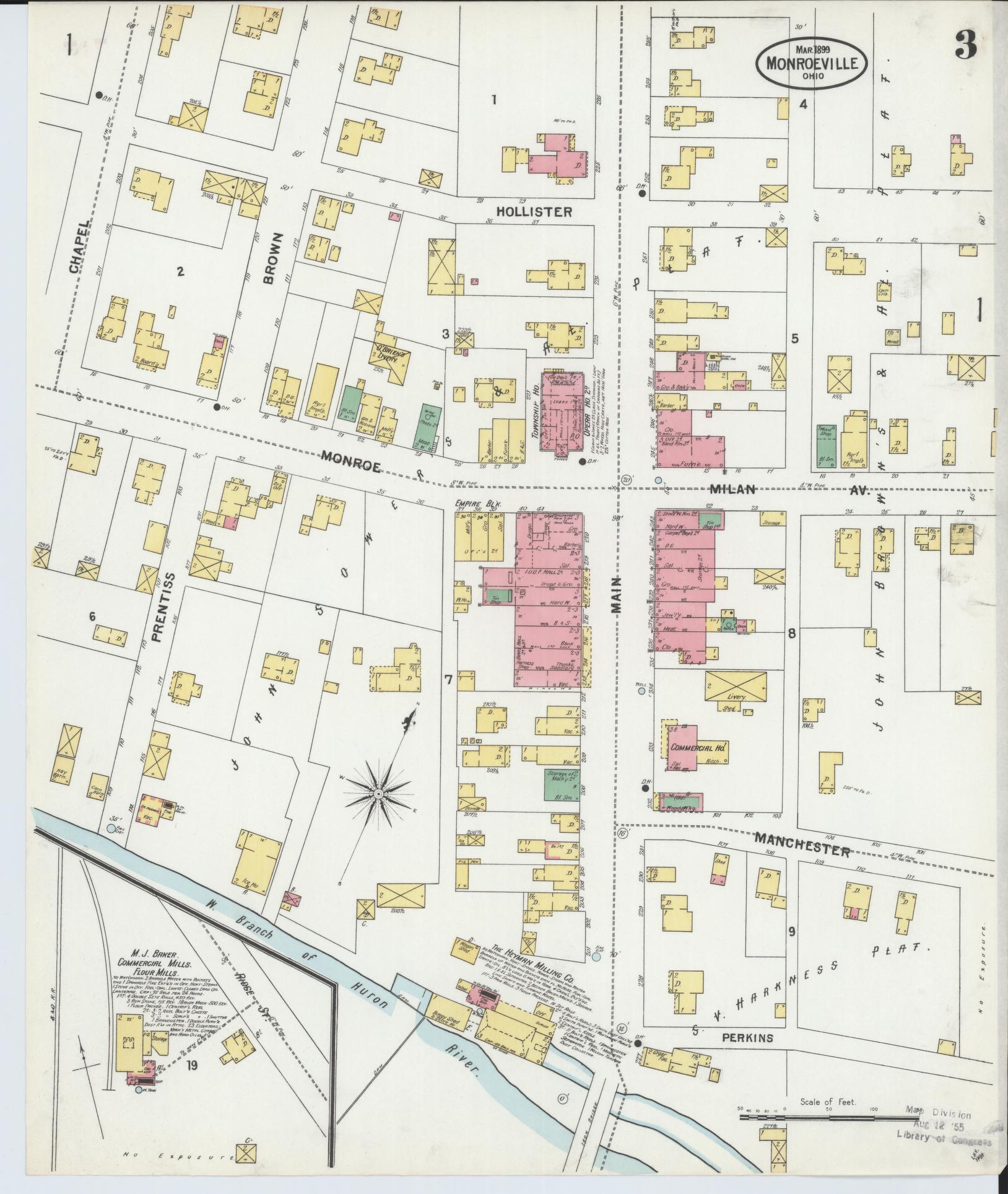 Sanborn Fire Insurance Map from Monroeville, Huron County, Ohio (1899), Sheet #0003 - Complete Map Set gallery image, historic Sanborn map, vintage wall art, Ohio Ohio