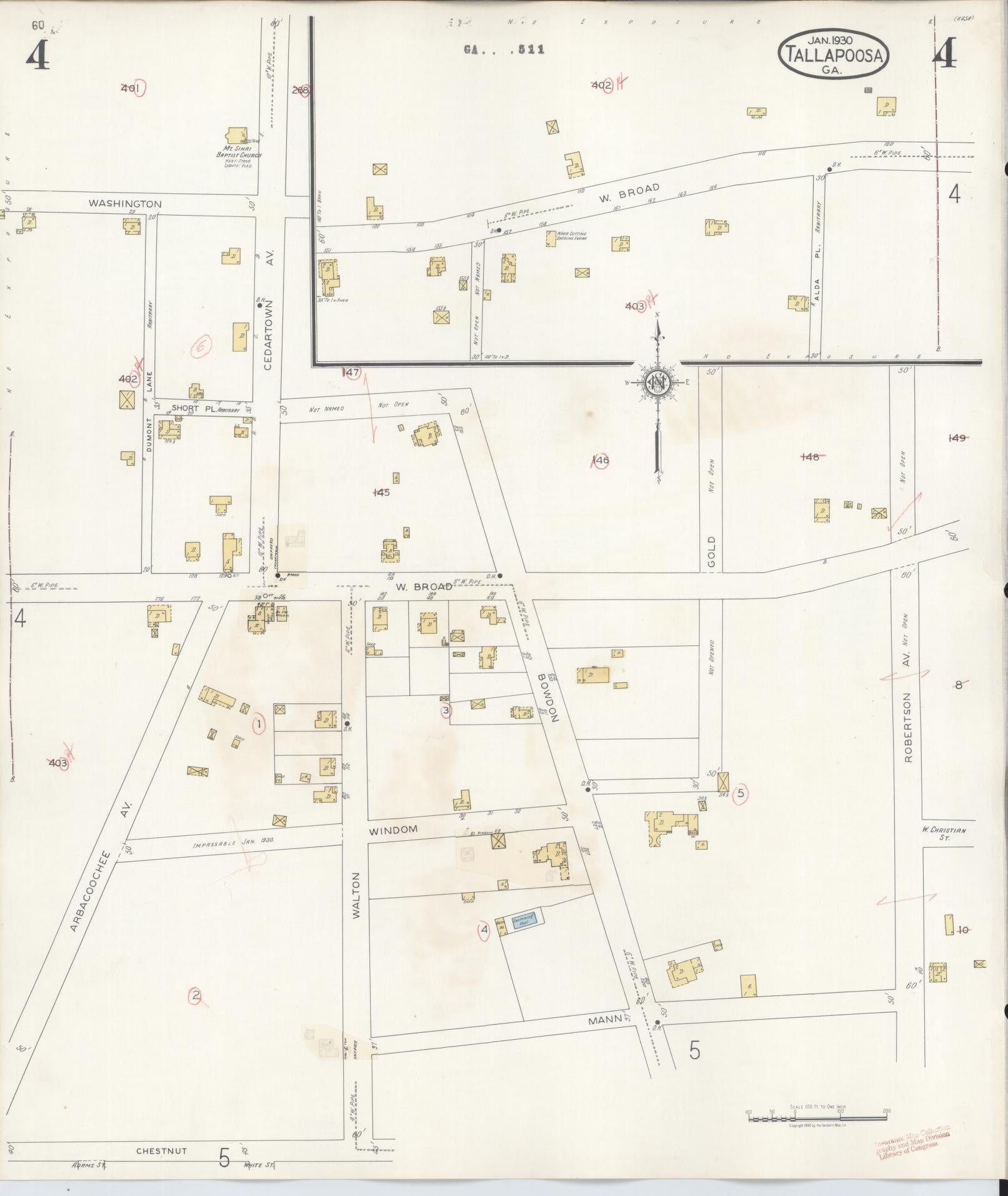 Sanborn Fire Insurance Map from Tallapoosa, Haralson County, Georgia (1939), Sheet #0004 - Complete Map Set gallery image, historic Sanborn map, vintage wall art, Georgia Georgia