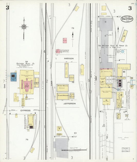 Sanborn Fire Insurance Map from Bastrop, Morehouse Parish, Louisiana (1925), Sheet #0003 - Historic Sanborn Fire Insurance Map Print, vintage old map wall art, antique decor, genealogy gift, Louisiana Louisiana map