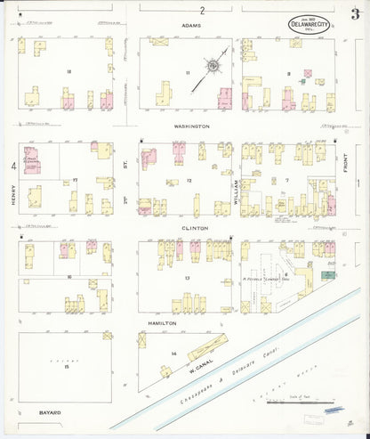 Sanborn Fire Insurance Map from Delaware City, New Castle County, Delaware (1910), Sheet #0003 - Complete Map Set gallery image, historic Sanborn map, vintage wall art, Delaware Delaware