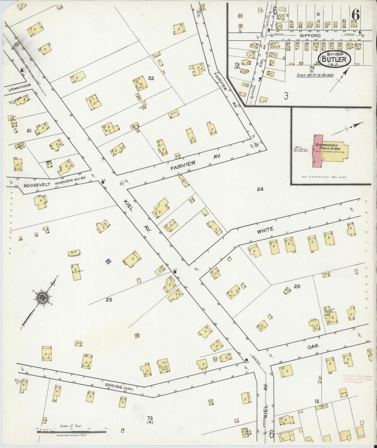 Sanborn Fire Insurance Map from Butler, Morris County, New Jersey (1920), Sheet #0006 - Complete Map Set gallery image, historic Sanborn map, vintage wall art, New Jersey New Jersey