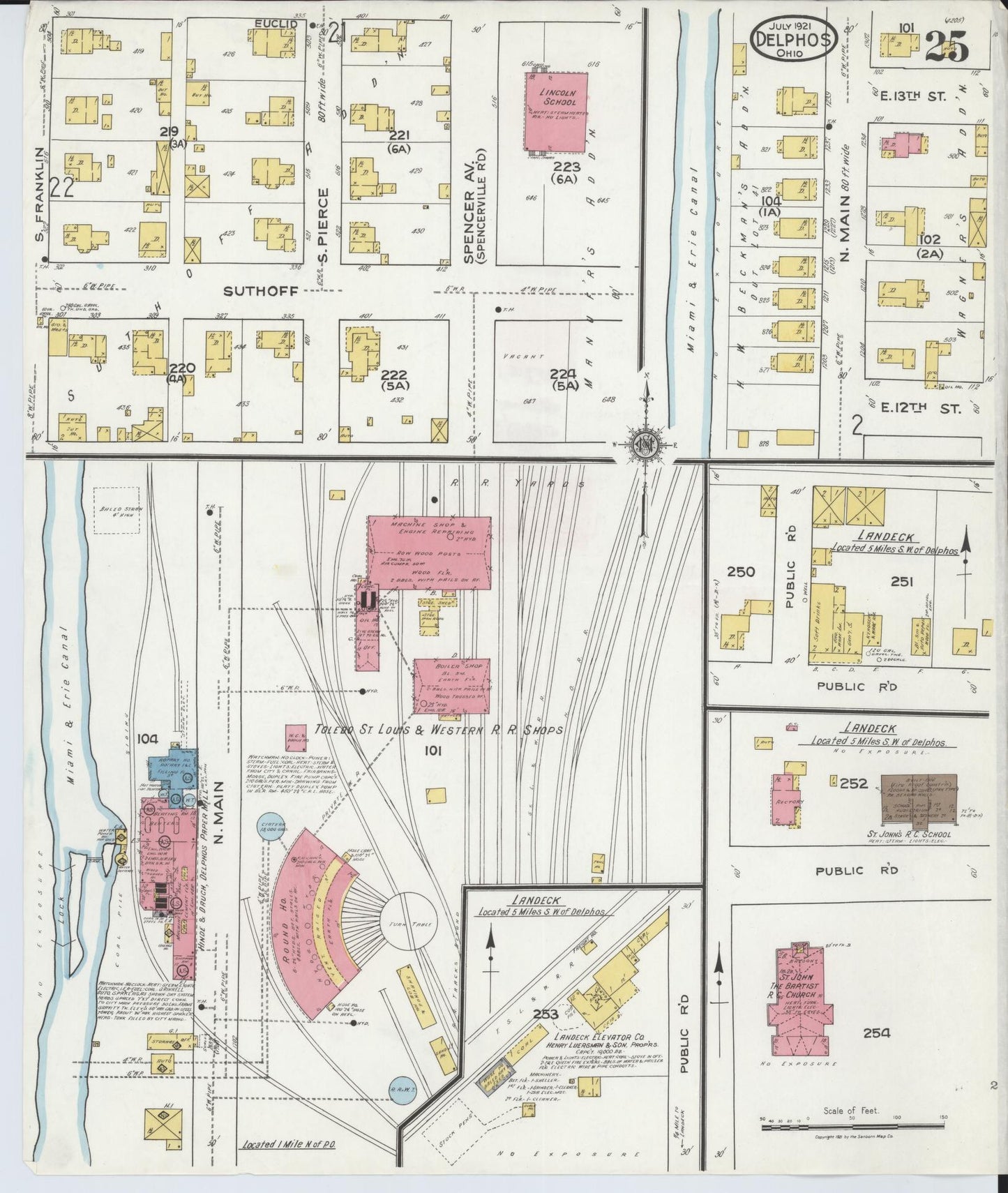 Sanborn Fire Insurance Map from Delphos, Van Wert And Allen Counties, Ohio (1921), Sheet #0025 - Historic Sanborn Fire Insurance Map Print, vintage old map wall art, antique decor, genealogy gift, Ohio Ohio map