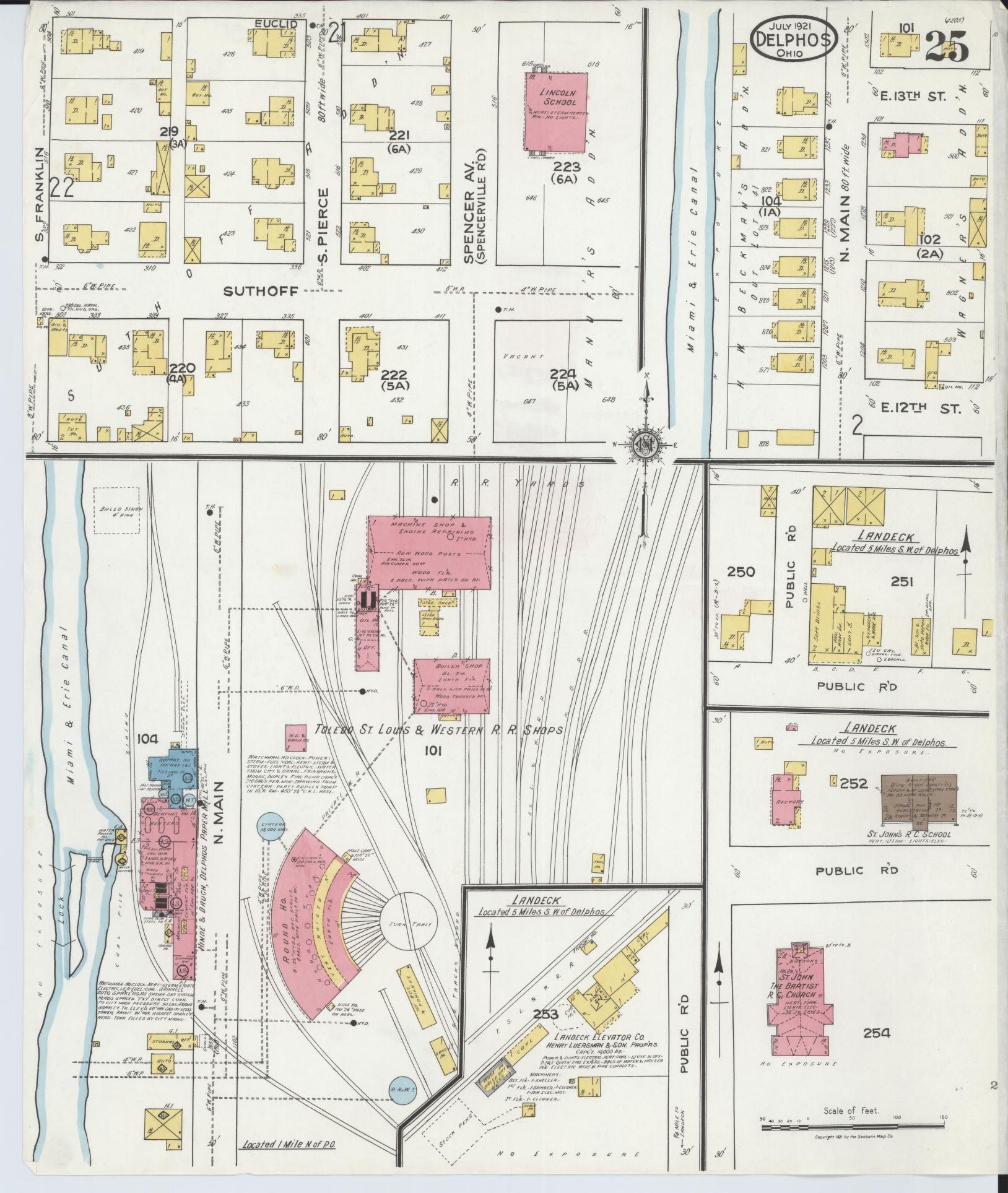 Sanborn Fire Insurance Map from Delphos, Van Wert And Allen Counties, Ohio (1921), Sheet #0025 - Historic Sanborn Fire Insurance Map Print, vintage old map wall art, antique decor, genealogy gift, Ohio Ohio map