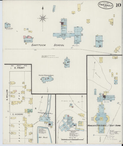 Sanborn Fire Insurance Map from Faribault, Rice County, Minnesota (1889), Sheet #0010 - Historic Sanborn Fire Insurance Map Print, vintage old map wall art, antique decor, genealogy gift, Minnesota Minnesota map