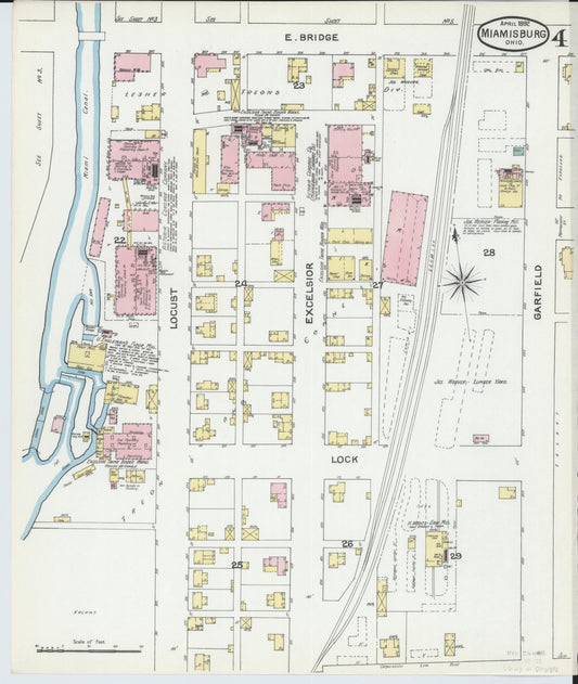 Sanborn Fire Insurance Map from Miamisburg, Montgomery County, Ohio (1892), Sheet #0004 - Historic Sanborn Fire Insurance Map Print, vintage old map wall art, antique decor, genealogy gift, Ohio Ohio map