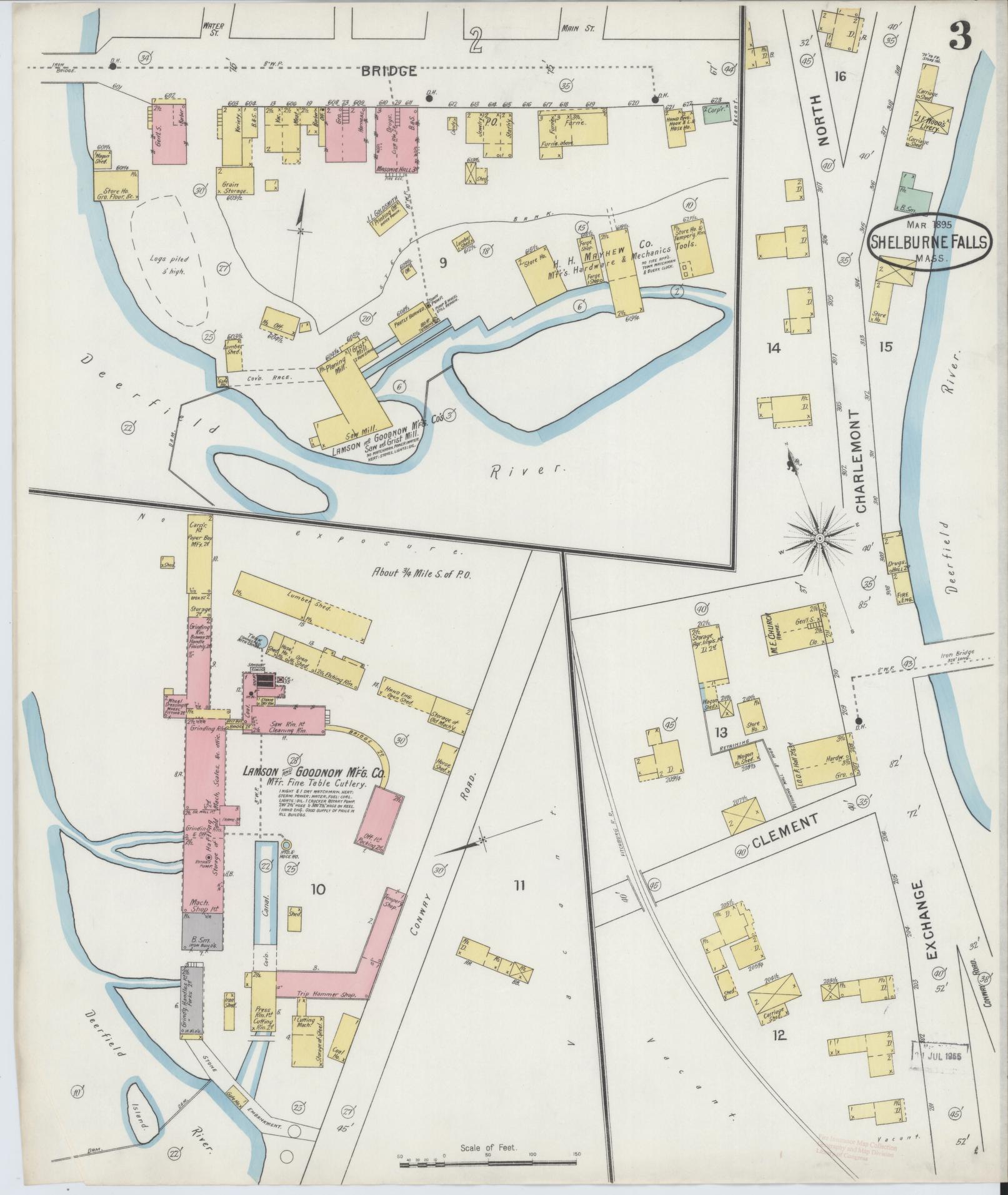 Sanborn Fire Insurance Map from Shelburne Falls, Franklin County, Massachusetts (1895), Sheet #0003 - Complete Map Set gallery image, historic Sanborn map, vintage wall art, Massachusetts Massachusetts