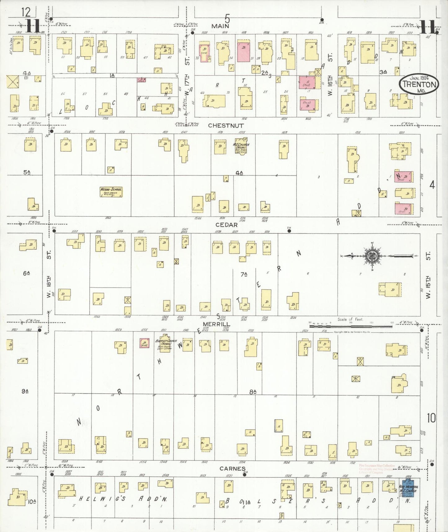 Sanborn Fire Insurance Map from Trenton, Grundy County, Missouri (1924), Sheet #0011 - Complete Map Set gallery image, historic Sanborn map, vintage wall art, Missouri Missouri