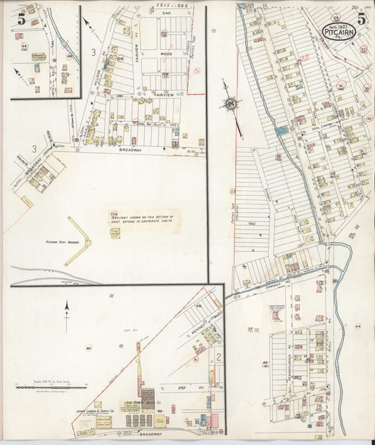 Sanborn Fire Insurance Map from Pitcairn, Allegheny County, Pennsylvania (1948), Sheet #0005 - Historic Sanborn Fire Insurance Map Print, vintage old map wall art, antique decor, genealogy gift, Pennsylvania Pennsylvania map