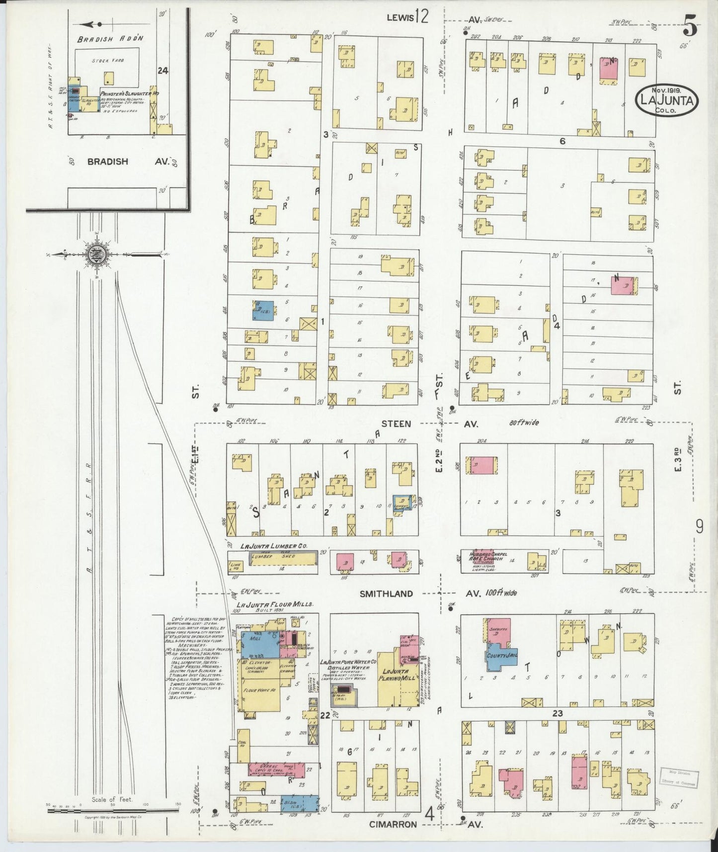 Sanborn Fire Insurance Map from La Junta, Otero County, Colorado (1919), Sheet #0005 - Complete Map Set gallery image, historic Sanborn map, vintage wall art, Colorado Colorado