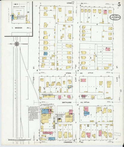 Sanborn Fire Insurance Map from La Junta, Otero County, Colorado (1919), Sheet #0005 - Complete Map Set gallery image, historic Sanborn map, vintage wall art, Colorado Colorado