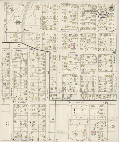 Sanborn Fire Insurance Map from Janesville, Rock County, Wisconsin (1915), Sheet #0025 - Historic Sanborn Fire Insurance Map Print, vintage old map wall art, antique decor, genealogy gift, Wisconsin Wisconsin map